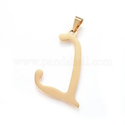 304ステンレススチールペンダントとスタッドピアスジュエリーセット  アルファベット  文字L  46x33x1.7mm  穴：9x4.5mm  16x13x1.5mm  ピン：0.8mm&nbsp;SJEW-P100-12G