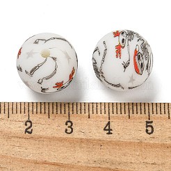 クリスマス 丸型シリコンビーズ  ブラック  スケルトン  15mm  穴：2mm&nbsp;SIL-K002-02E