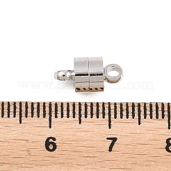 ループ付き真鍮製マグネットクラスプ  長持ちメッキ  コラム  プラチナ  11.8x6mm  穴：2mm&nbsp;KK-I664-06P-A