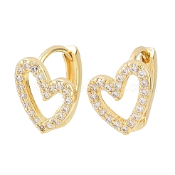 Hollow Heart Brass Micro Pave Clear Cubic Zirconia Hoop Earrings&nbsp;EJEW-D348-10G