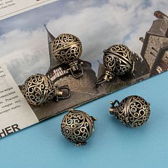 Brass Hollow Round Cage Pendants&nbsp;KK-L079-02-NR