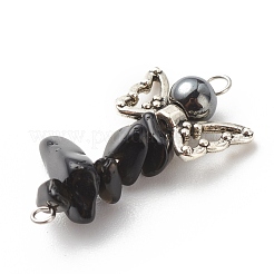 Natural Mixed Stone Chip Beaded Connecter Charms&nbsp;PALLOY-JF01708