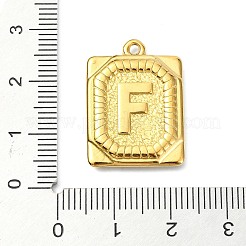 イオンプレーティング（IP）304ステンレスペンダント  文字チャーム付きの長方形  18KGP本金メッキ  文字F  24.5x18x3mm  穴：1.8mm&nbsp;STAS-U033-01G-F