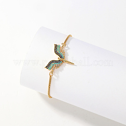 Brass Cubic Zirconia Goddess Wing Link Slider Bracelets for Women&nbsp;FS4700