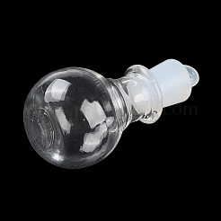 クリアガラスのウィッシングボトルペンダント  プラスチックシールプラグ付き  ラウンドチャーム  35x17.3mm  穴：2mm&nbsp;GLAA-A010-01B