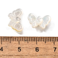 ナチュラルホワイトシェルビーズ  蝶  乳白色  8.5x13.5x4.5mm  穴：0.9mm&nbsp;BSHE-Z008-01