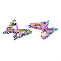 ステンレスペンダント201個  中空  蝶  虹色  22.5x25.5x2mm  穴：1.4mm&nbsp;STAS-S119-061