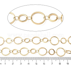 304ステンレススチールリングリンクチェーン  ハンダ付け  スプールで  イオンプレーティング（ip）  ゴールドカラー  8~12x1mm&nbsp;CHS-G044-05G-03