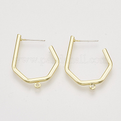 合金製スタッドピアスパーツ  ハーフフープピアス  カン付き  ライトゴールド  24x30mm  穴：1.4mm  ピン：0.6mm&nbsp;PALLOY-S121-241