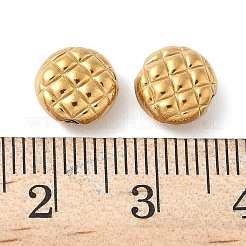 304ステンレス鋼ワッフルビーズ  イオンプレーティング（ip）  フラットラウンド  18KGP本金メッキ  8~8.5x4.5mm  穴：1.4mm&nbsp;STAS-F320-22G