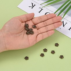 チベット風ビーズキャップ  カドミウムフリー＆ニッケルフリー＆鉛フリー  5花びら  花  アンティークブロンズ  10x4mm  穴：1mm&nbsp;LS-TIBEB-A24621-AB-FF