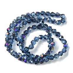 電気メッキガラスビーズセット  多面カットラウンド  ブルー  5.5x5x6mm  穴：1mm  約101個/連  22.05''（56センチメートル）&nbsp;EGLA-K061-07A-HR01