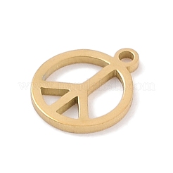 304ステンレススチールチャーム  レーザー切断  ゴールドカラー  ピースサイン  10x8x1mm  穴：1mm&nbsp;STAS-K286-01B-G
