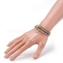 Brass Beads Stretch Bracelets&nbsp;BJEW-JB05952-02