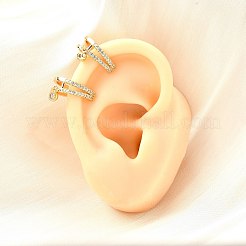 Brass Micro Pave Clear Cubic Zirconia Cuff Earrings&nbsp;EJEW-F370-30G