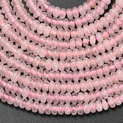 天然石ローズクォーツビーズ連売り  ロンデル  4x1.5mm  穴：0.7mm  約155個/連  14.96''（38センチメートル）&nbsp;G-L635-A07-4x2mm