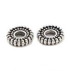 チベット風合金スペーサービーズ  フラットラウンド  アンティークシルバー  8x2mm  穴：2mm&nbsp;TIBEB-O004-76