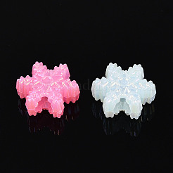 クリスマスプラスチックビーズ  模造ゼリー  スノーフレーク  ABカラーメッキ  ミックスカラー  12.5x14.5x6mm  穴：3.5mm  約1000個/500g&nbsp;KY-N026-13