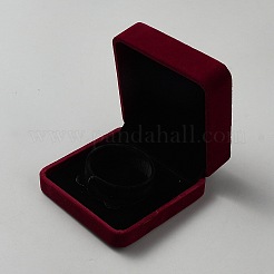 スクエアベルベットバングルブレスレットディスプレイボックス  暗赤色  9x9x4cm&nbsp;CON-WH0095-205