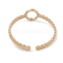 イオンプレーティング（IP）304ステンレススチールカフリング  女性用ツイストリング  14KGP本金メッキ  2~6mm  内径：17.4mm&nbsp;RJEW-G285-65G