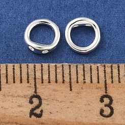 真鍮リングチャームコネクター  ブレスレットネックレスエンドループワイヤープロテクター  925銀メッキ  5x2mm  穴：0.8mm&nbsp;X-KK-P284-06S