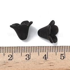 つや消しの花のアクリルビーズ  ブラック  14x10mm  穴：1.5mm&nbsp;X-FACR-5332-12A