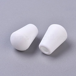 プラスチック製の取り外し可能なベルストッパーコードの端  ロッキングリッドキャップ付き  バックパックドローストリングアクセサリー用  ホワイト  18x12mm  穴：4.5mm&nbsp;DJ-KY-G010-01