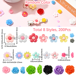 200Pcs 8 Styles Opaque Resin Decoden Cabochons&nbsp;RESI-SP0001-32