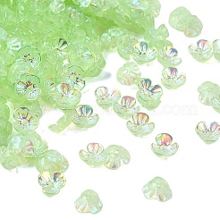 電気メッキ樹脂カボション  ネイルアートの装飾の付属品  花  薄緑  6x6.5x2.5mm  穴：1mm&nbsp;MRMJ-T083-02D