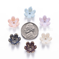 6ペタルスプレー塗装アクリルビーズキャップ  花  ミックスカラー  13.5x6mm  穴：2mm  約1666個/500g&nbsp;MACR-S373-46J