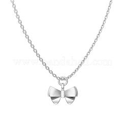 Bowknot 925 Sterling Silver Pendant Necklaces for Women&nbsp;NJEW-F338-04S