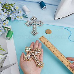 4Pcs 2 Colors Cross Hotfix Rhinestone Appliques&nbsp;DIY-FG0009-89