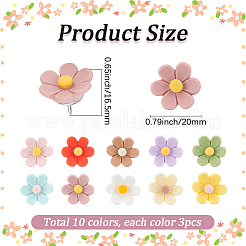 30Pcs 10 Colors Flower Resin Drawing Pins&nbsp;AJEW-BM0001-03B