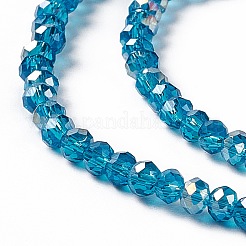 電気メッキガラスビーズセット  ABカラーメッキ  ファセットロンデル  士官候補生ブルー  3x2mm  穴：0.5mm  約135~140個/連  32~34cm&nbsp;X-EGLA-R048-2mm-17
