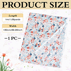 衣類や工芸品用の花柄プリントコットン生地  ダークオレンジ  1000x1500mm&nbsp;DIY-WH0622-781E