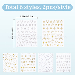 12Pcs 6 Styles Nail Art Stickers Decals&nbsp;FIND-SP0004-60