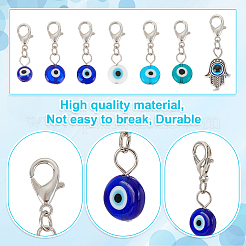 Handmade Evil Eye Lampwork & Tibetan Style Alloy Pendant Decorations for Pet Collar&nbsp;HJEW-AB00296