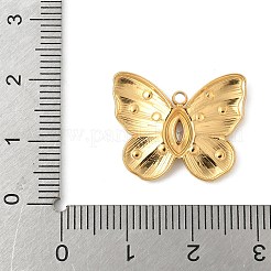 304ステンレスペンダント  ラインストーン付き  蝶のチャーム  18KGP本金メッキ  クリスタル  17x21x3mm  穴：1.6mm&nbsp;STAS-F319-06G-01