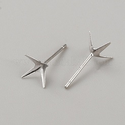 ロムジウムメッキ 925 スターリングシルバー スタッド イヤリング 金具  ピアスのセッティング  プラチナ  6x6mm  ピン：11x0.8mm&nbsp;LS-STER-WH0009-15D-P