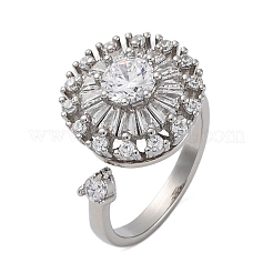 Sunflower Rotatable Open Cuff Rings for Women&nbsp;RJEW-C118-10P