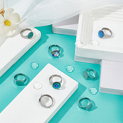 DIY Blank Dome Flat Round Finger Ring Making Kit&nbsp;DIY-UN0004-51