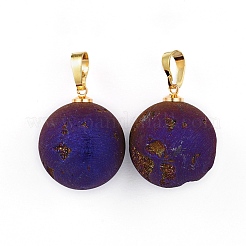 Electroplate Natural Druzy Geode Agate Pendants&nbsp;G-L479-38C-G
