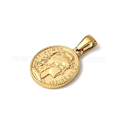 304ステンレスペンダント  イオンプレーティング（ip）  人間味のあるフラットラウンド  18KGP本金メッキ  20x17x2mm  穴：5x3mm&nbsp;STAS-B094-01D-G
