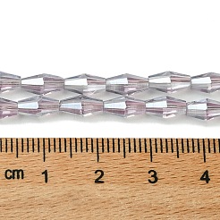 透明電気メッキガラスビーズ連売り  パール光沢メッキ  多面カット  双円錐形  アザミ  8x4mm  穴：0.8mm  約63~66個/連  20.47~21.26インチ（52~54cm）&nbsp;GLAA-K064-05A-PL06