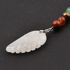 Natural Quartz Crystal Feather Keychain&nbsp;G-Z033-12P-02