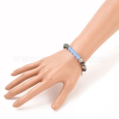 Round Natural & Synthetic Gemstone Beaded Stretch Bracelets&nbsp;BJEW-JB05596