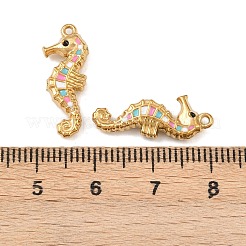304ステンレススチールエナメルペンダント  タツノオトシゴ  18KGP本金メッキ  イオンプレーティング（ip）  カラフル  21x8x3.5mm  穴：1mm&nbsp;STAS-C150-01G