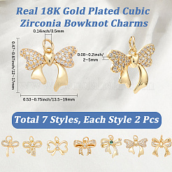 14Pcs 7 Styles Brass Micro Pave Cubic Zirconia Pendants&nbsp;KK-BBC0020-29
