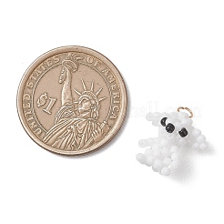 ガラスシードビーズの犬用ペンダント  304ステンレス鋼  ホワイト  16x15x9.5mm  丸カン：4x0.5ミリ  3内径。&nbsp;PALLOY-MZ01223-02