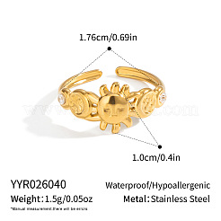 304 Stainless Steel Micro Pave Cubic Zirconia Cuff Open Rings for Women&nbsp;EU8307